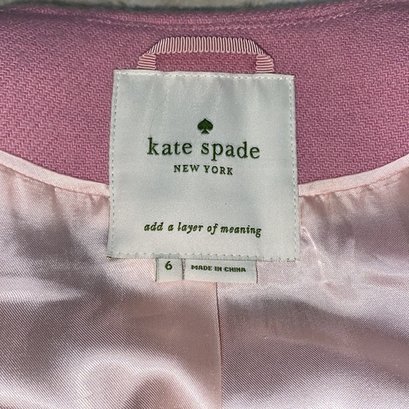 Kate Spade "Forever" Pea Coat  Etta Pink Wool with Vintage Bow Design - Picture 11 of 15